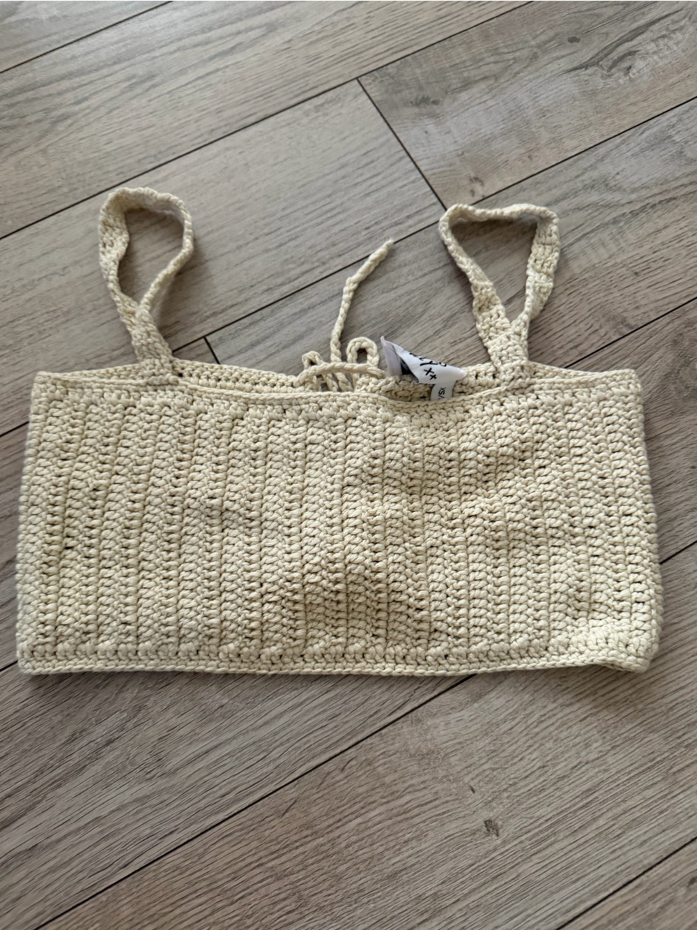 Princess Polly Cream Crochet Tie-Strap Tube Top